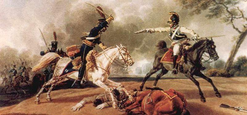 Wilhelm von Kobell Austrian cuirassiers fighting French hussars China oil painting art